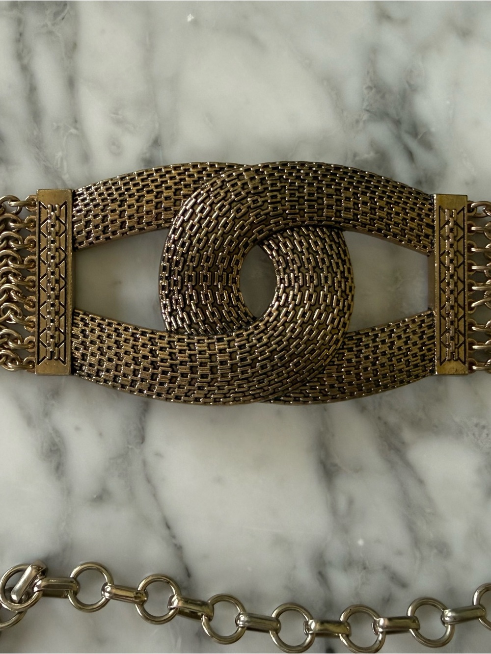 Chico's Antique Gold Woven Link Chain Belt